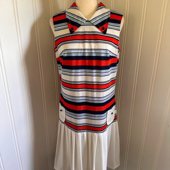 Vintage 70s Drop Waist Dress size L - Picture 2 of 7